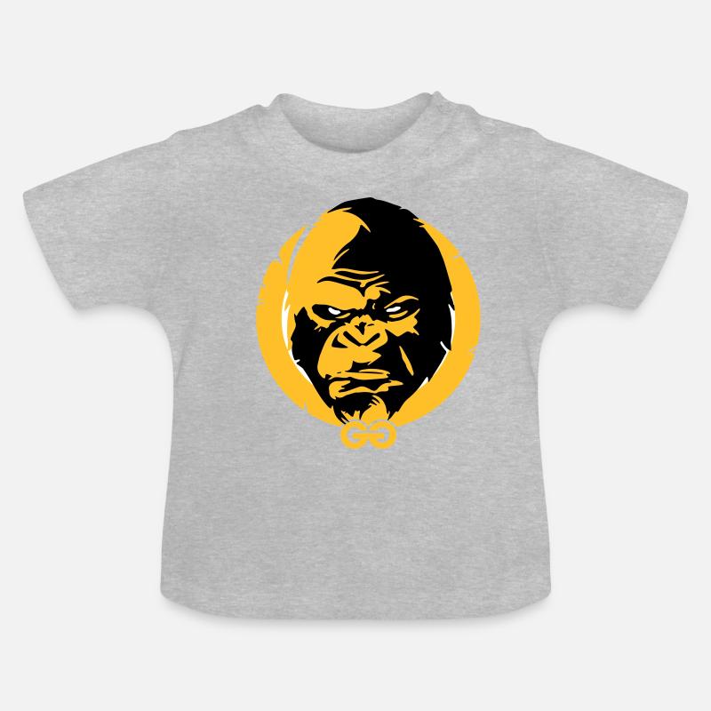 Grosse tête de gorille sombre - T-shirt bio col rond Bébé - gris chiné