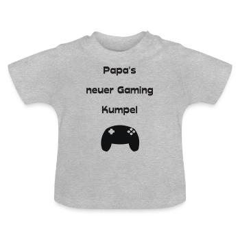 Papas Kumpel - Baby Bio-T-Shirt mit Rundhals - Grau meliert - Vorne