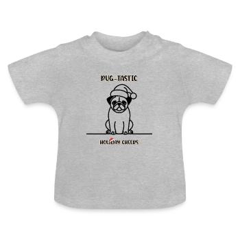 Joyeux Noël Carlin chemise design cadeau - T-shirt bio col rond Bébé - gris chiné - Devant