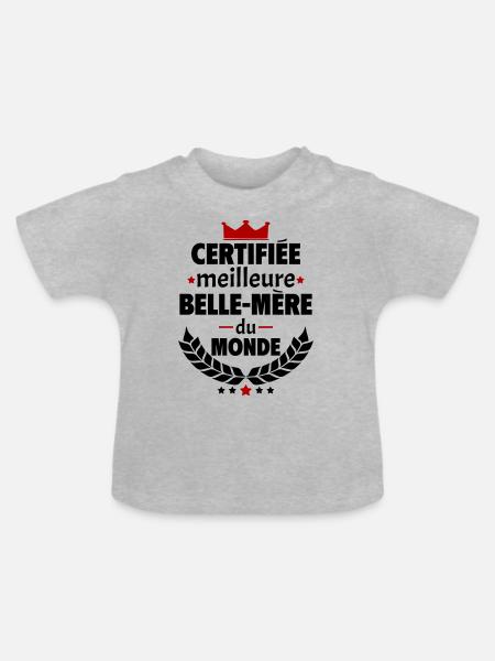 Certifiée meilleure belle mère du monde, noël - T-shirt bio col rond Bébé - gris chiné