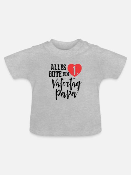 Alles gute zum ersten Vatertag, Papa! - Baby Bio-T-Shirt mit Rundhals - Grau meliert