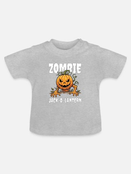 ZOMBIE JACK-O-LANTERN - ZOMBIE HALLOWEEN - Baby Bio-T-Shirt mit Rundhals - Grau meliert