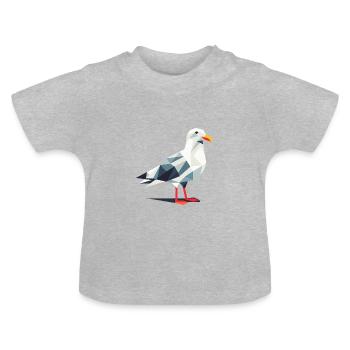 Moin Comic Nordsee Hamburg Polygon Möwe Vogel Pier - Baby Bio-T-Shirt mit Rundhals - Grau meliert - Vorne
