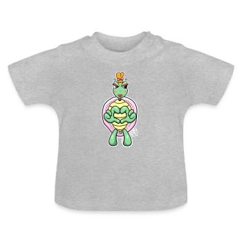 Girlie Turtle/ Schildkröte - Baby Bio-T-Shirt mit Rundhals - Grau meliert - Vorne