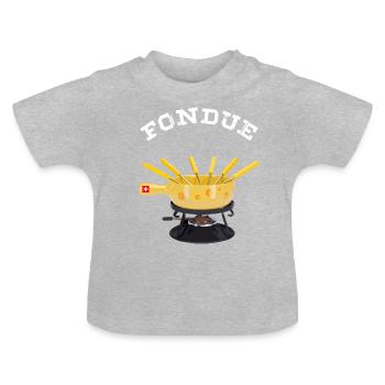 Fondue weiss - Baby Bio-T-Shirt mit Rundhals - Grau meliert - Vorne