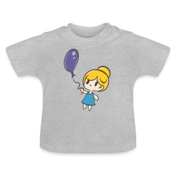 Ballon et Bébé Fille - T-shirt bio col rond Bébé - gris chiné - Devant