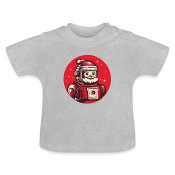Robo-Santa: Festlicher Android - Baby Bio-T-Shirt mit Rundhals - Grau meliert - Vorne