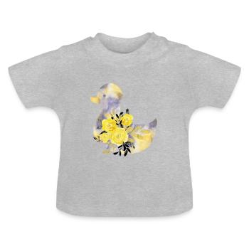 Floral ducky - Baby Organic T-Shirt with Round Neck - heather grey - Front
