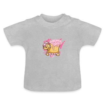 Donut turtle donut - Baby Organic T-Shirt with Round Neck - heather grey - Front