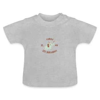Premier anniversaire - célébrons - T-shirt bio col rond Bébé - gris chiné - Devant