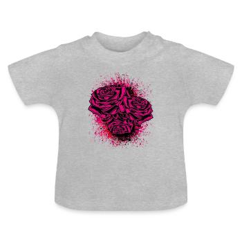 roser illustrasjon - Økologisk baby-T-skjorte med rund hals - gråmelert - Foran
