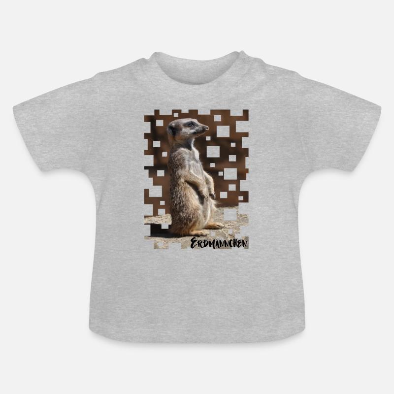 Erdmännchen - Baby Bio-T-Shirt mit Rundhals - Grau meliert
