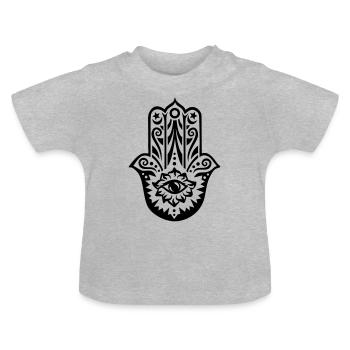 Hamsa Amulett, Hand der Fatima, Schutz Symbol - Baby Bio-T-Shirt mit Rundhals - Grau meliert - Vorne