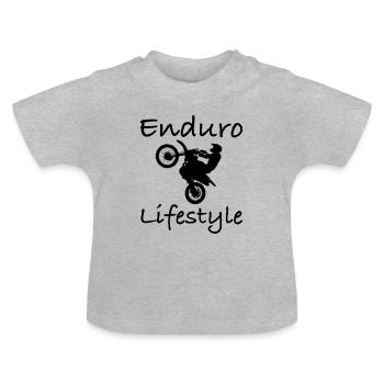Mode de vie enduro - T-shirt bio col rond Bébé - gris chiné - Devant