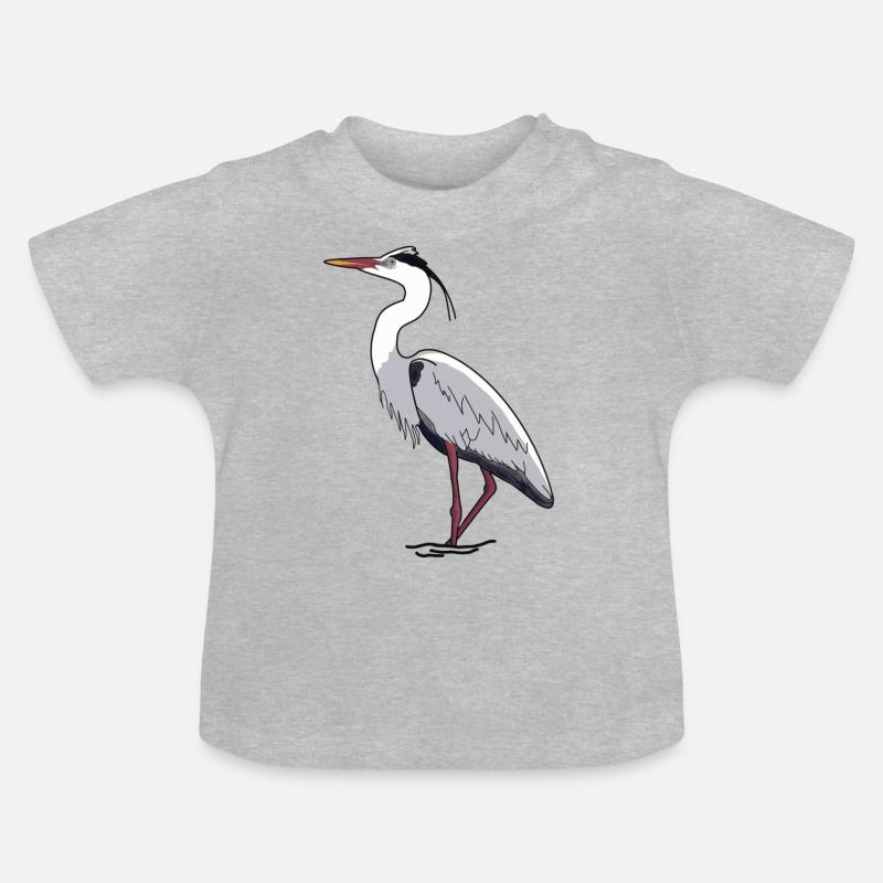 Graureiher - Baby Bio-T-Shirt mit Rundhals - Grau meliert