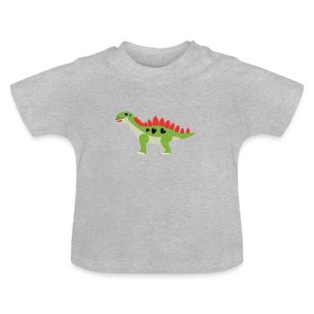 Dino for children - Baby Organic T-Shirt with Round Neck - heather grey - Front