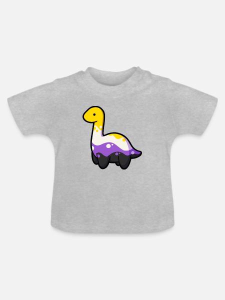 Hugadino – Pride-Lonk, nicht-binär - Baby Bio-T-Shirt mit Rundhals - Grau meliert