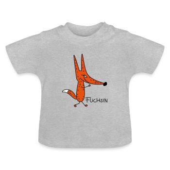Schlaue Füchsin (b) - Baby Bio-T-Shirt mit Rundhals - Grau meliert - Vorne