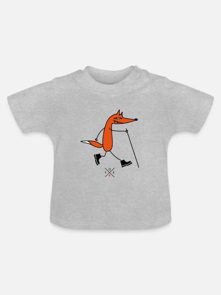 wandernder Fuchs - Baby Bio-T-Shirt mit Rundhals - Grau meliert