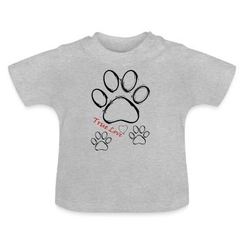 Pfote Tatze Hund True Love - Baby Bio-T-Shirt mit Rundhals - Grau meliert - Vorne