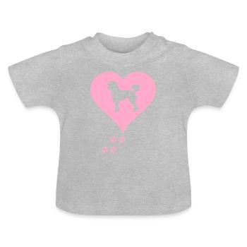 caniche - T-shirt bio col rond Bébé - gris chiné - Devant