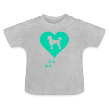caniche - T-shirt bio col rond Bébé - gris chiné - Devant