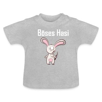 Méchant Hasi Shirt · Amis des animaux · Trend Doux Cadeau - T-shirt bio col rond Bébé - gris chiné - Devant