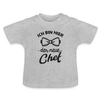 Baby Nachwuchs Kind Eltern Neugeborenes neuer Chef - Baby Bio-T-Shirt mit Rundhals - Grau meliert - Vorne