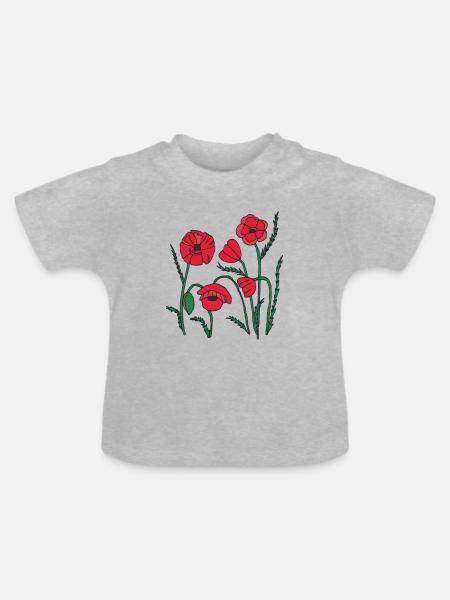 Mohn - Baby Bio-T-Shirt mit Rundhals - Grau meliert