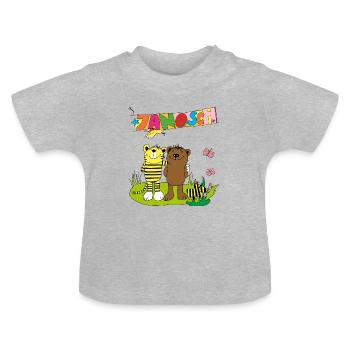 Janosch Tiger Und Bär Freundschaft - Baby Bio-T-Shirt mit Rundhals - Grau meliert - Vorne