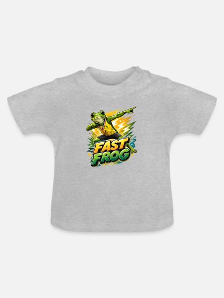 Frosch mit Goldmedaille - Baby Bio-T-Shirt mit Rundhals - Grau meliert