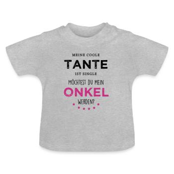 Coole Tante - Onkel - Baby Bio-T-Shirt mit Rundhals - Grau meliert - Vorne