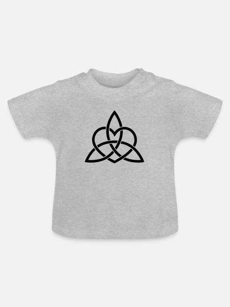 Celtic Heart Triquetra Trinity God Christ Spirit - T-shirt bio col rond Bébé - gris chiné