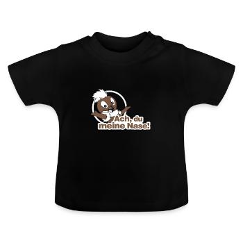 Pittiplatsch 2D Ach, du meine Nase - Baby Bio-T-Shirt mit Rundhals - Schwarz - Vorne