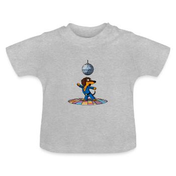 Disco chien teckel Stu danses danse danse balle disco danseuse - T-shirt bio col rond Bébé - gris chiné - Devant