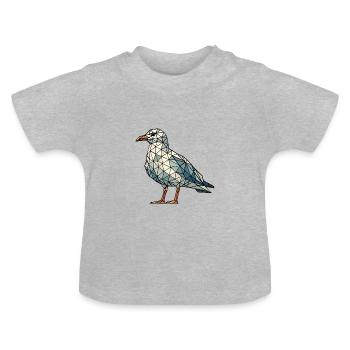 Moin Comic Nordsee Hamburg Polygon Möwe Vogel Pier - Baby Bio-T-Shirt mit Rundhals - Grau meliert - Vorne