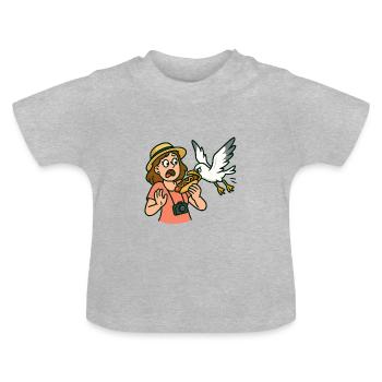 Moewe Touristin Frau Urlaub Bratwurst Hotdog Dieb - Baby Bio-T-Shirt mit Rundhals - Grau meliert - Vorne