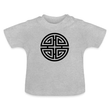 Four blessings, Chinesischer Glücksbringer, Segen - Baby Bio-T-Shirt mit Rundhals - Grau meliert - Vorne