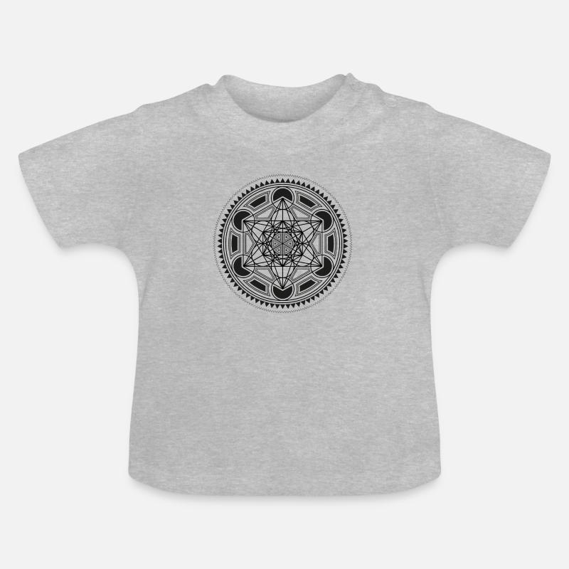 METATRONS CUBE, SACRED GEOMETRY, SPIRITUALITY - T-shirt bio col rond Bébé - gris chiné