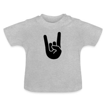 roche à la main - T-shirt bio col rond Bébé - gris chiné - Devant