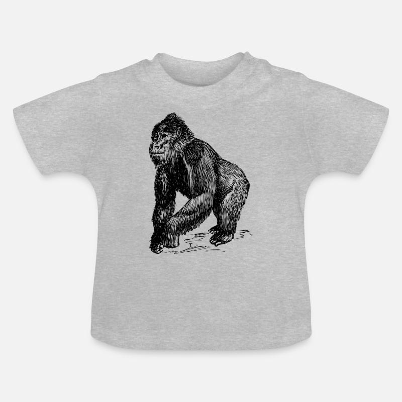 Collection singes - T-shirt bio col rond Bébé - gris chiné