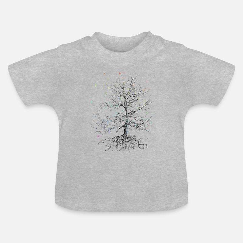 Arbre en fleurs - T-shirt bio col rond Bébé - gris chiné
