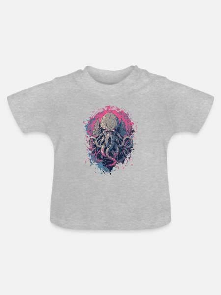 Cthulhu Horror - Baby Bio-T-Shirt mit Rundhals - Grau meliert