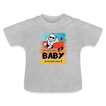 Baby Junge darf alles Lustig Sprüche - Baby Bio-T-Shirt mit Rundhals - Grau meliert - Vorne
