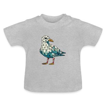 Comic Nordsee Hamburg Polygon Möwe Vogel Küste - Baby Bio-T-Shirt mit Rundhals - Grau meliert - Vorne