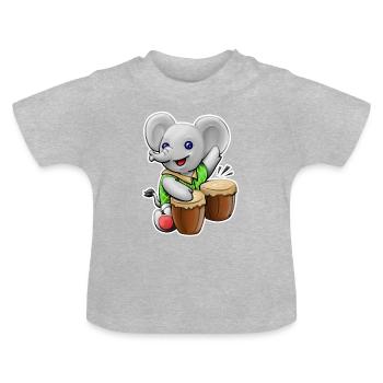 Éléphant avec batterie - T-shirt bio col rond Bébé - gris chiné - Devant