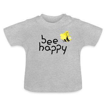 Bee happy schwarz - Baby Bio-T-Shirt mit Rundhals - Grau meliert - Vorne