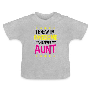 Baby Baby Faster Moster Birth Birthday Gift - Baby Organic T-Shirt with Round Neck - heather grey - Front