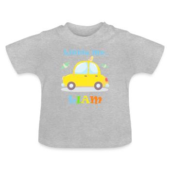 LIAM Namens T-Shirt mit Auto Vorname Geschenkidee - Baby Bio-T-Shirt mit Rundhals - Grau meliert - Vorne
