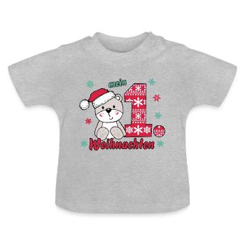 mein erstes Weihnachten - Baby Geschenkidee - Baby Bio-T-Shirt mit Rundhals - Grau meliert - Vorne